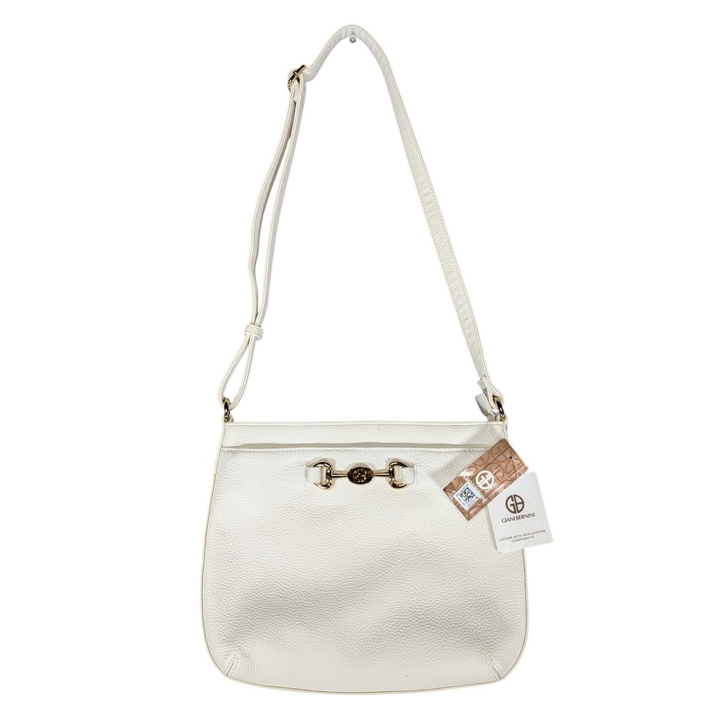 Giani Bernini White Horsebit Pebbled Leather Crossbody Bag NWT